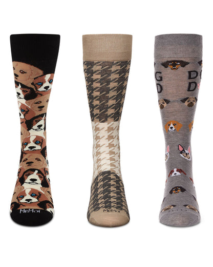 Men's 3 Pair Pack Novelty Pet Lovers Crew Socks