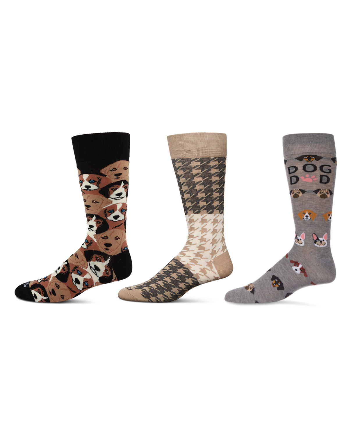 Men's 3 Pair Pack Novelty Pet Lovers Crew Socks