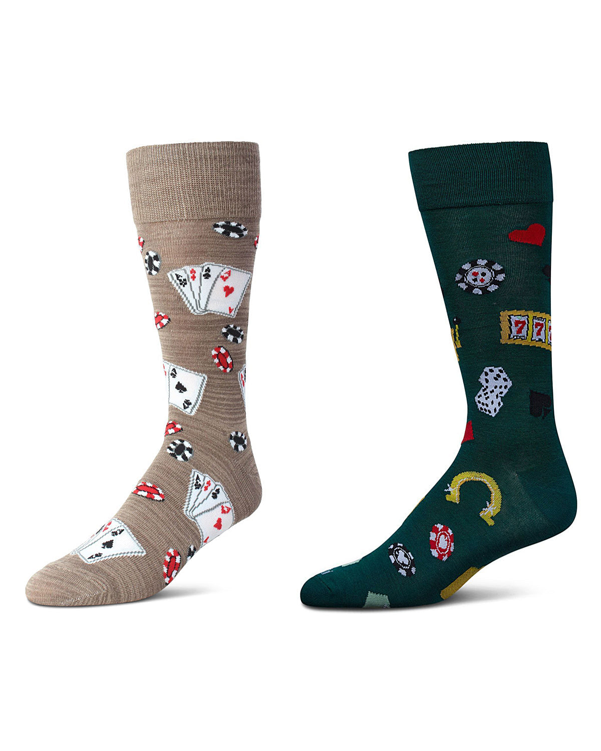 2 Pair Men's Rayon Blend Sports-Themed Novelty Crew Socks