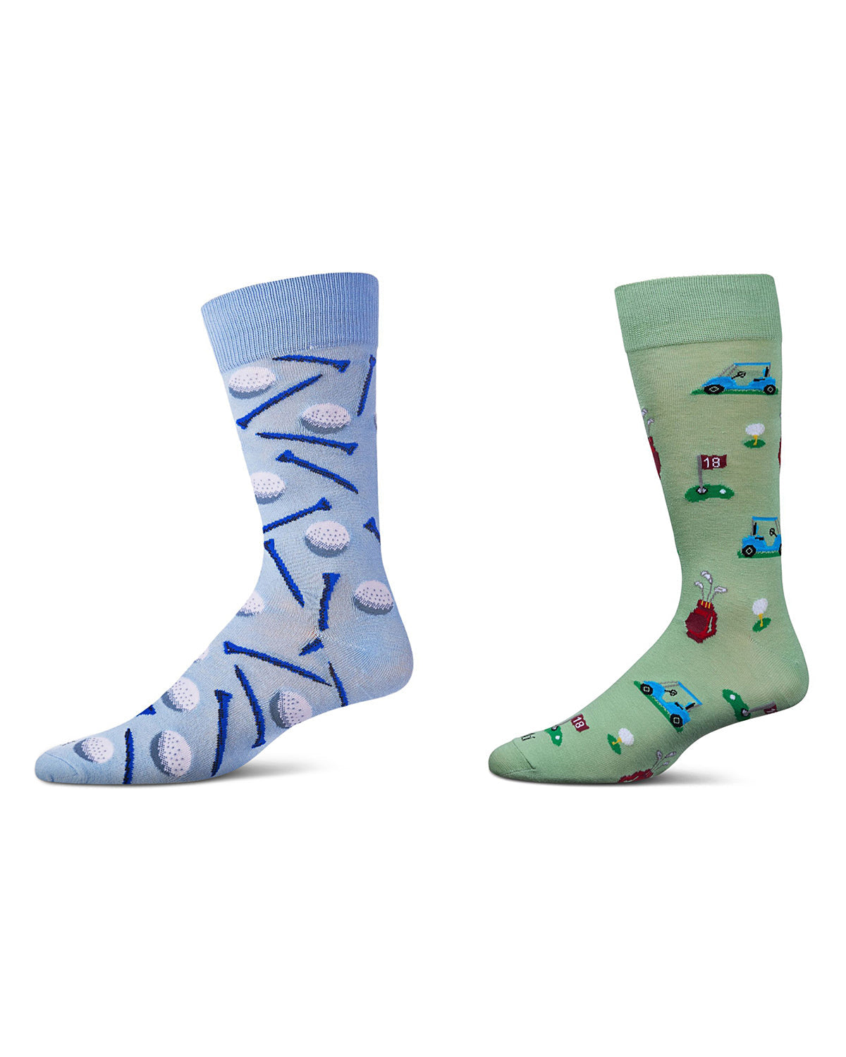 2 Pair Men's Rayon Blend Sports-Themed Novelty Crew Socks