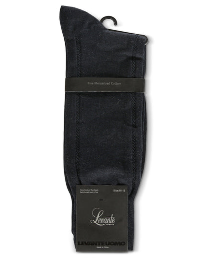 Men's Flat Knit Cotton Blend Socks with Side Lines