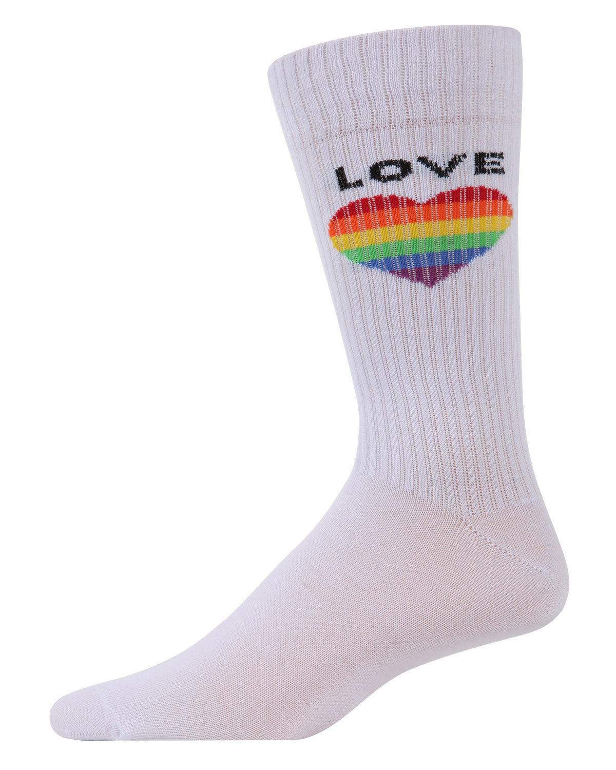 Men's Colorful Rainbow Love Heart Embroidered Crew Sock