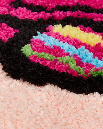 Girls Plush Tufted "Happy Camper" Bedside Camp Mat