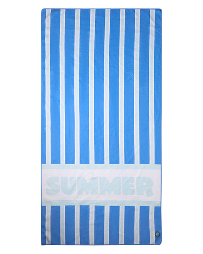 Kids "Summer"-Graphic Striped Cotton-Blend Terry Camp Beach Towel