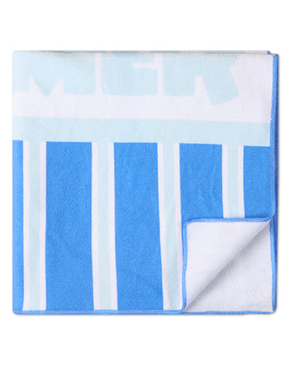 Kids "Summer"-Graphic Striped Cotton-Blend Terry Camp Beach Towel