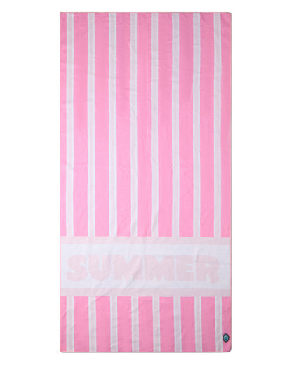 Kids "Summer"-Graphic Striped Cotton-Blend Terry Camp Beach Towel
