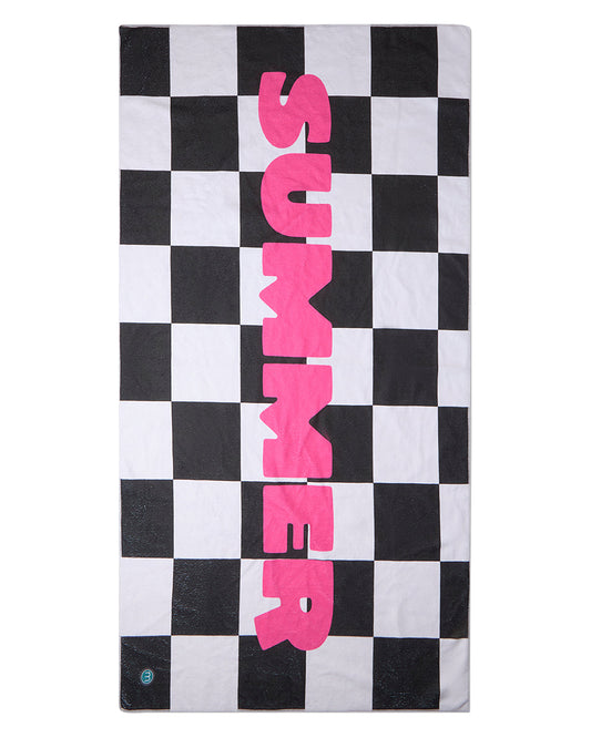 Kids Summer-Themed Cotton-Blend Terry Checkered 60" x 30" Beach Towel