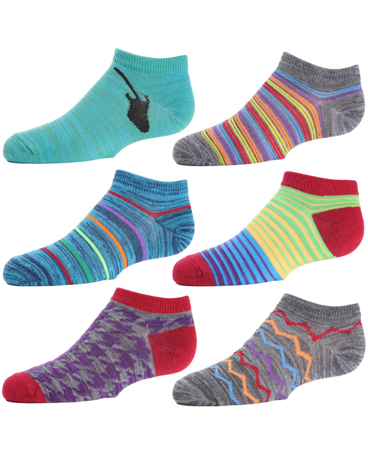 Boys' 6 Pair Pack Mixed-Up Madness low-cut Socks