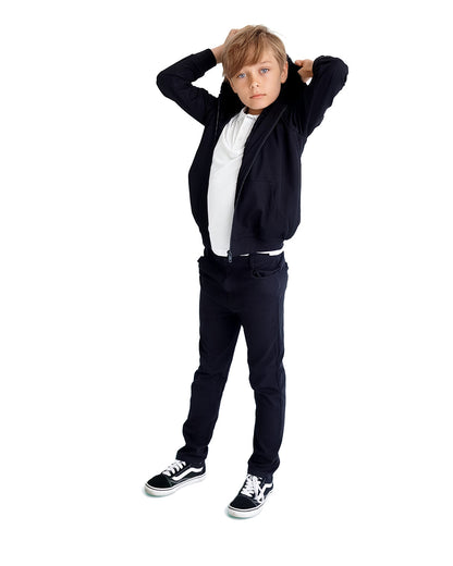 Boys Zip-Up Rayon Blend Hoodie with Cozy Faux Fur Lining