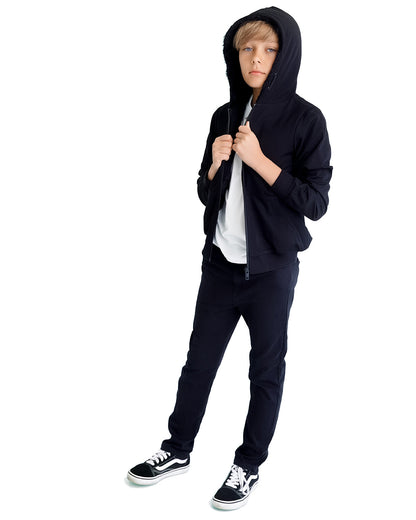 Boys Zip-Up Rayon Blend Hoodie with Cozy Faux Fur Lining
