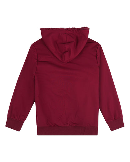 Boys Zip-Up Rayon Blend Hoodie with Cozy Faux Fur Lining