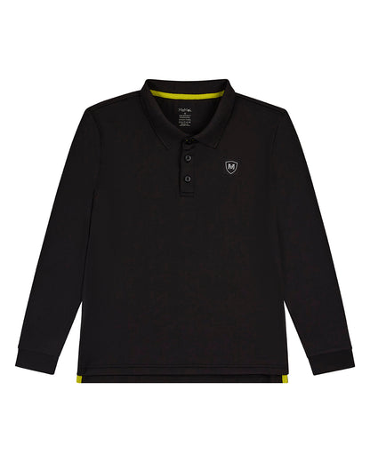 Boys Silky Soft Dri-Effect Moisture Wicking Long Sleeve Polo Shirt