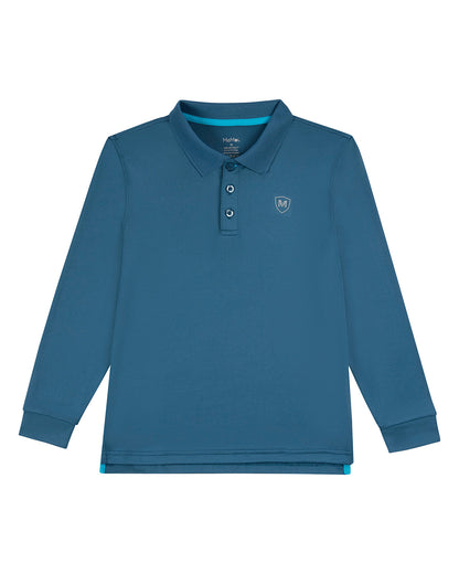 Boys Silky Soft Dri-Effect Moisture Wicking Long Sleeve Polo Shirt