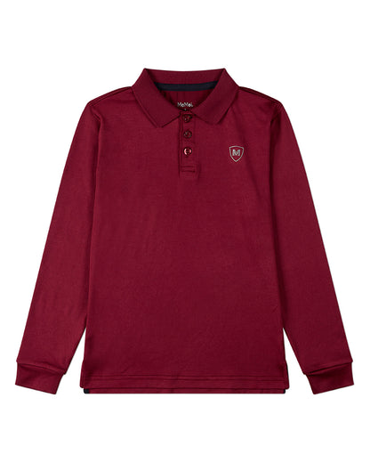 Boys Silky Soft Dri-Effect Moisture Wicking Long Sleeve Polo Shirt