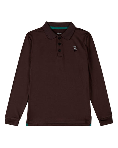 Boys Silky Soft Dri-Effect Moisture Wicking Long Sleeve Polo Shirt