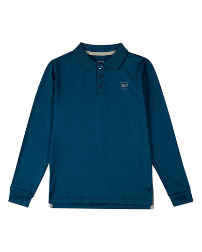 Boys Silky Soft Dri-Effect Moisture Wicking Long Sleeve Polo Shirt