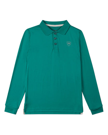 Boys Silky Soft Dri-Effect Moisture Wicking Long Sleeve Polo Shirt