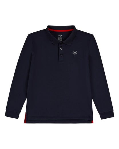 Boys Silky Soft Dri-Effect Moisture Wicking Long Sleeve Polo Shirt