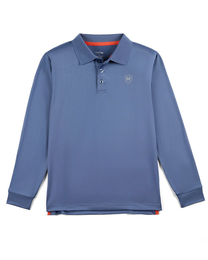Boys Silky Soft Dri-Effect Moisture Wicking Long Sleeve Polo Shirt
