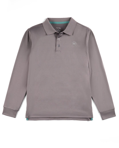 Boys Silky Soft Dri-Effect Moisture Wicking Long Sleeve Polo Shirt