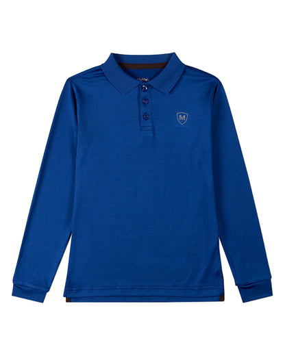 Boys Silky Soft Dri-Effect Moisture Wicking Long Sleeve Polo Shirt
