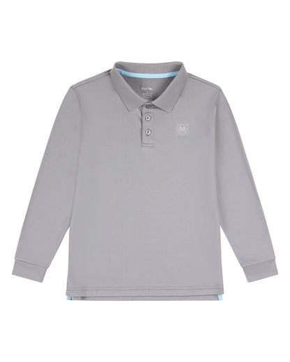 Boys Silky Soft Dri-Effect Moisture Wicking Long Sleeve Polo Shirt