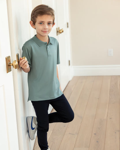 Boys Silky Soft Dri-Effect Moisture Wicking Short Sleeve Polo Shirt