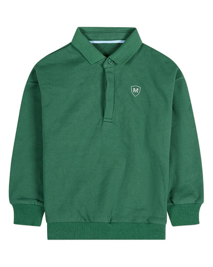 Boys Long-Sleeve Cotton-Rich Fleece Polo Sweatshirt
