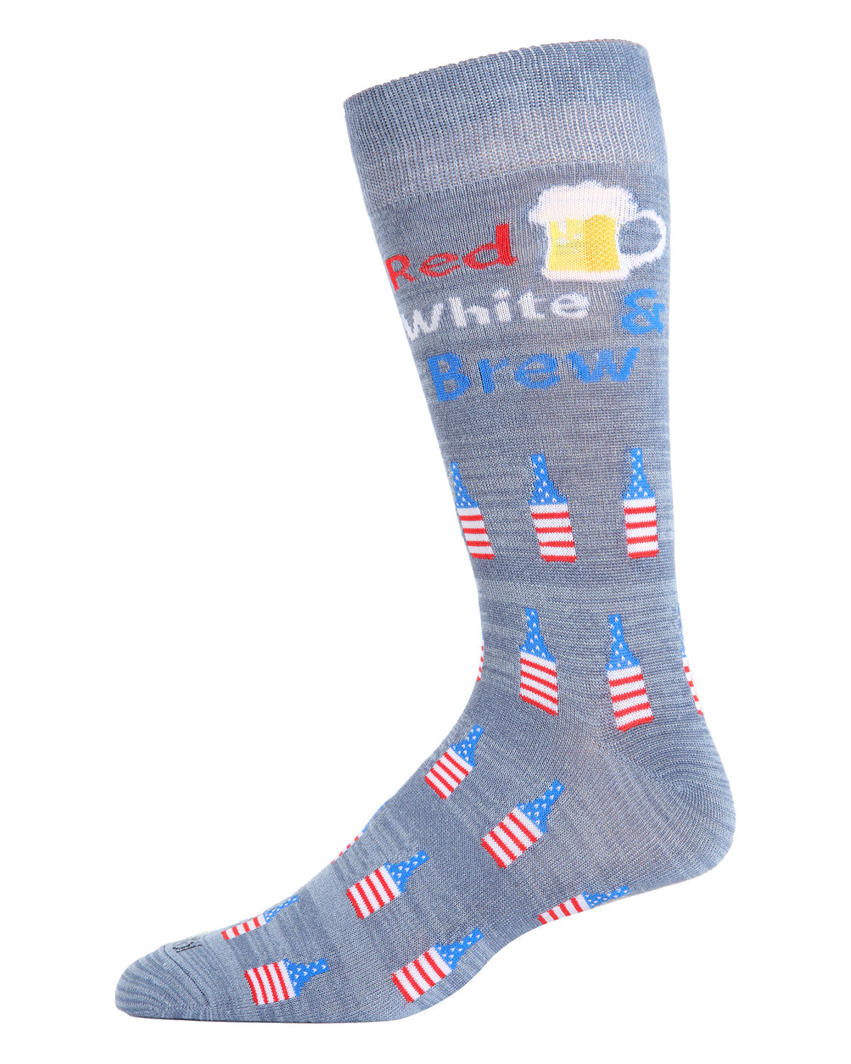 Men's Red White and Brew Bamboo Blend Novelty Crew Sock