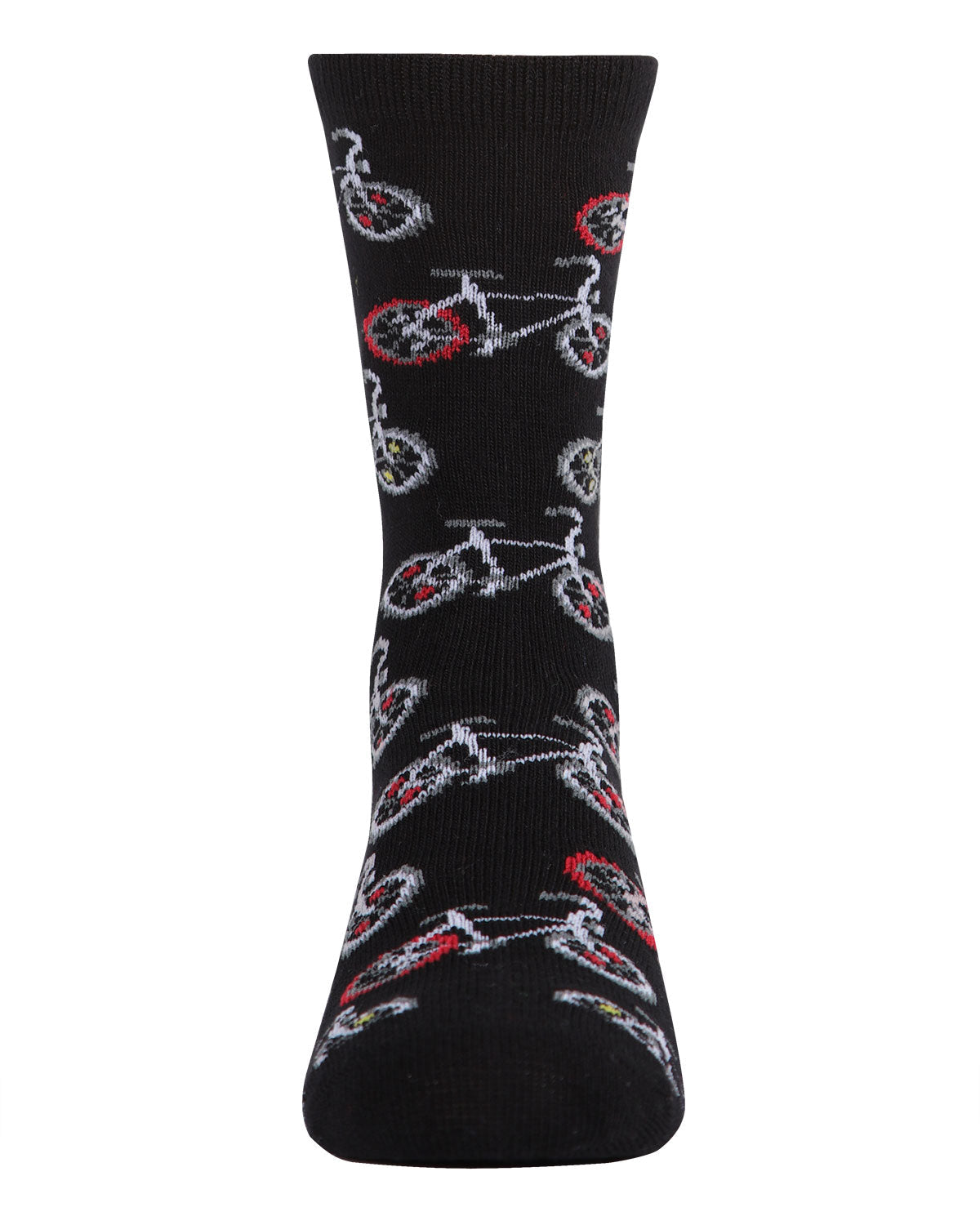 Boys Bicycle-Themed Rayon-Blend Novelty Crew Sock
