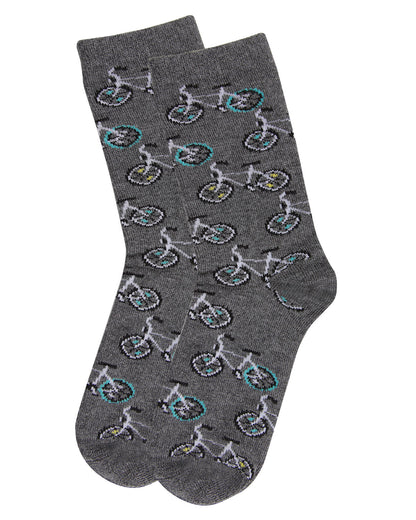 Boys Bicycle-Themed Rayon-Blend Novelty Crew Sock