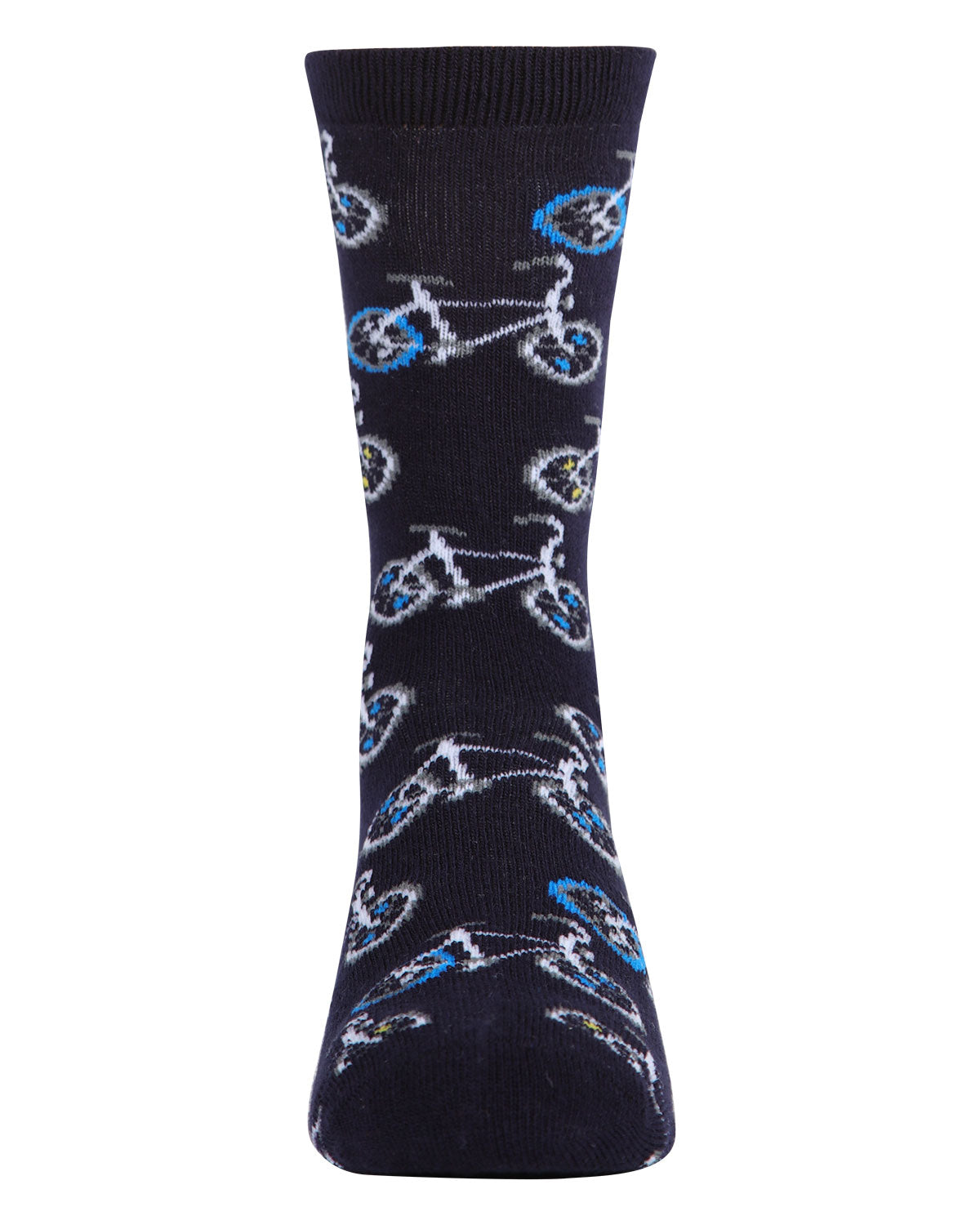 Boys Bicycle-Themed Rayon-Blend Novelty Crew Sock