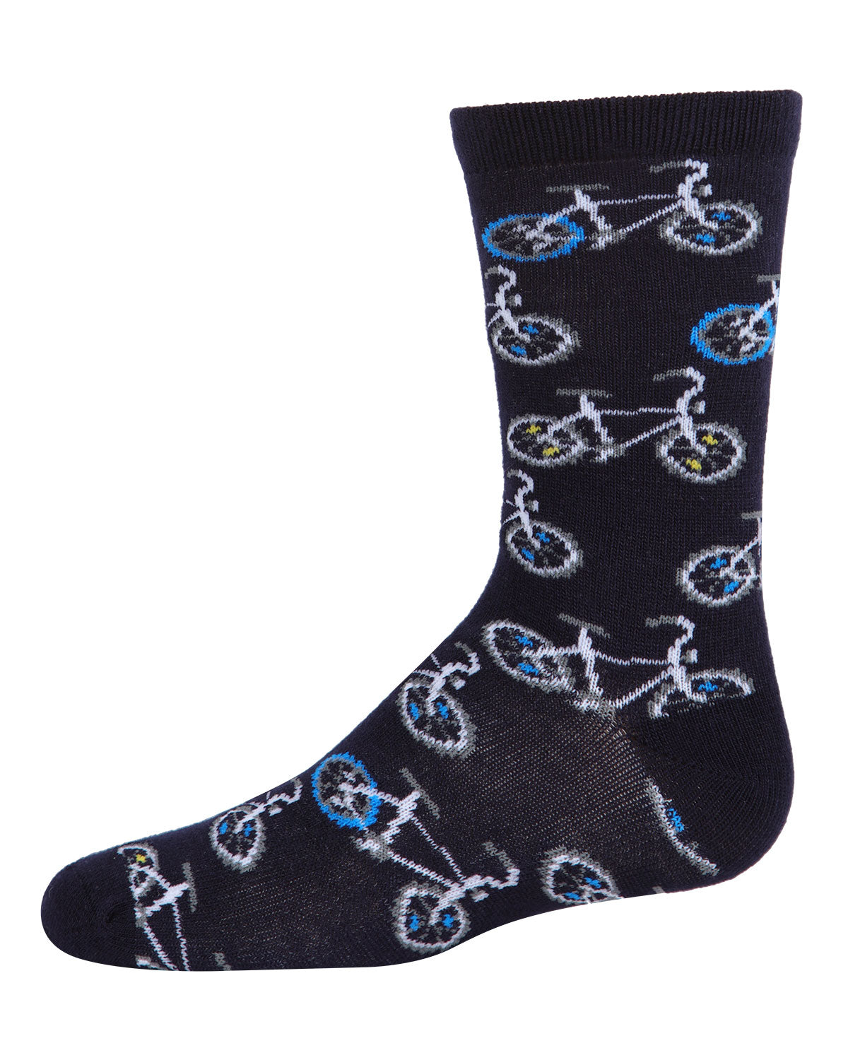 Boys Bicycle-Themed Rayon-Blend Novelty Crew Sock