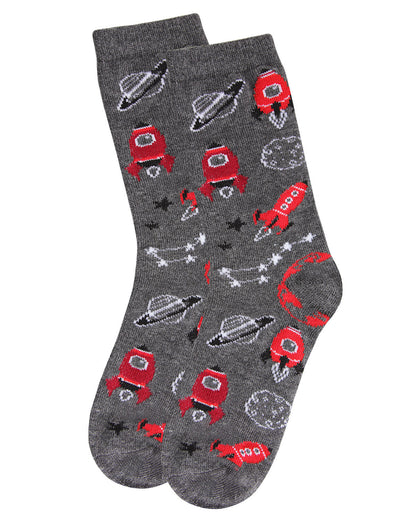 Boys' Rocket Ship Rayon from Bamboo Crew Socks