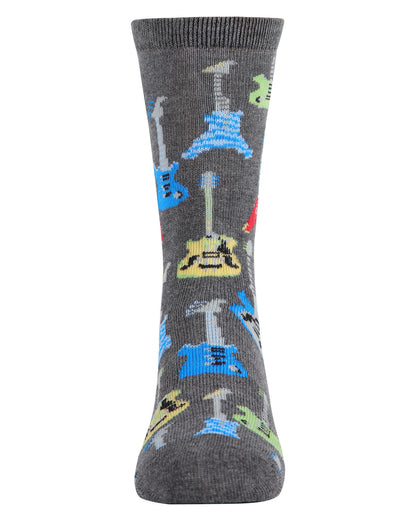 Boys' Guitar Rayon from Bamboo Blend Crew Socks