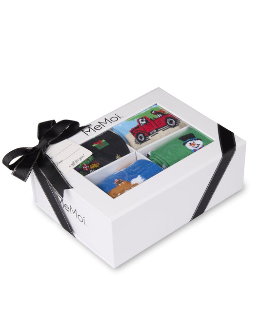 4 Pair Men's Christmas Novelty Crew Socks Gift Set