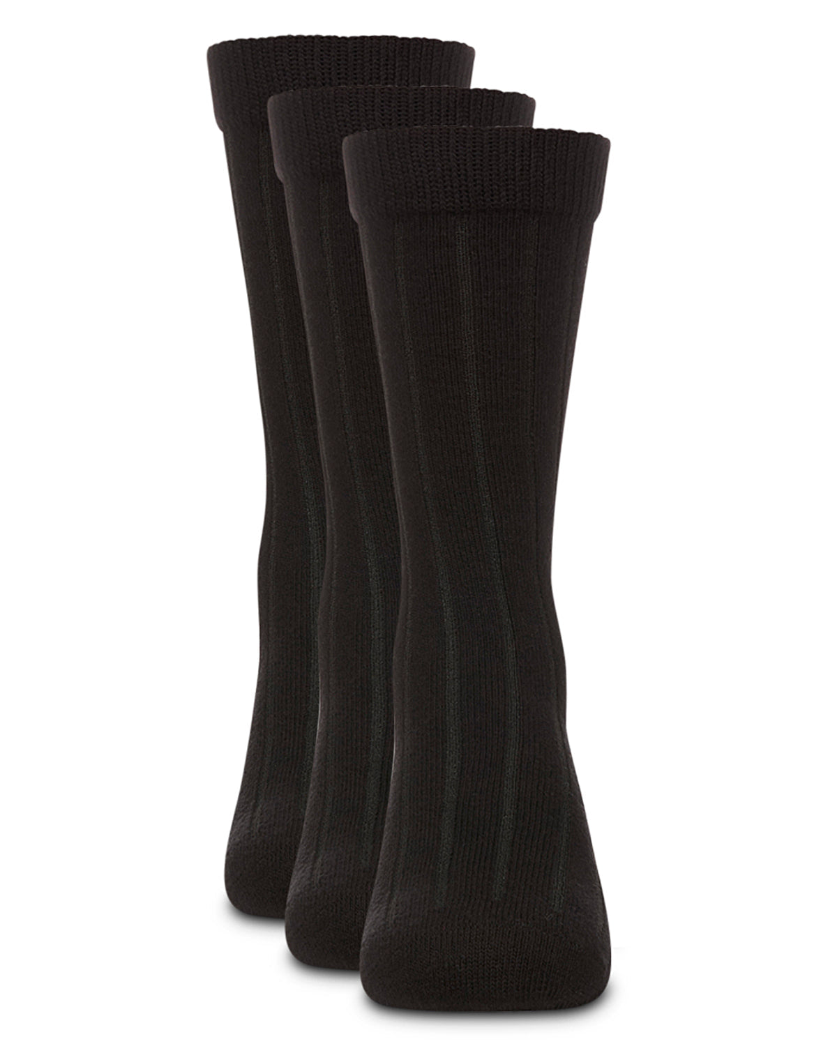 Boy's 3 Pair Pack Basic Cotton Blend Ribbed Crew Socks
