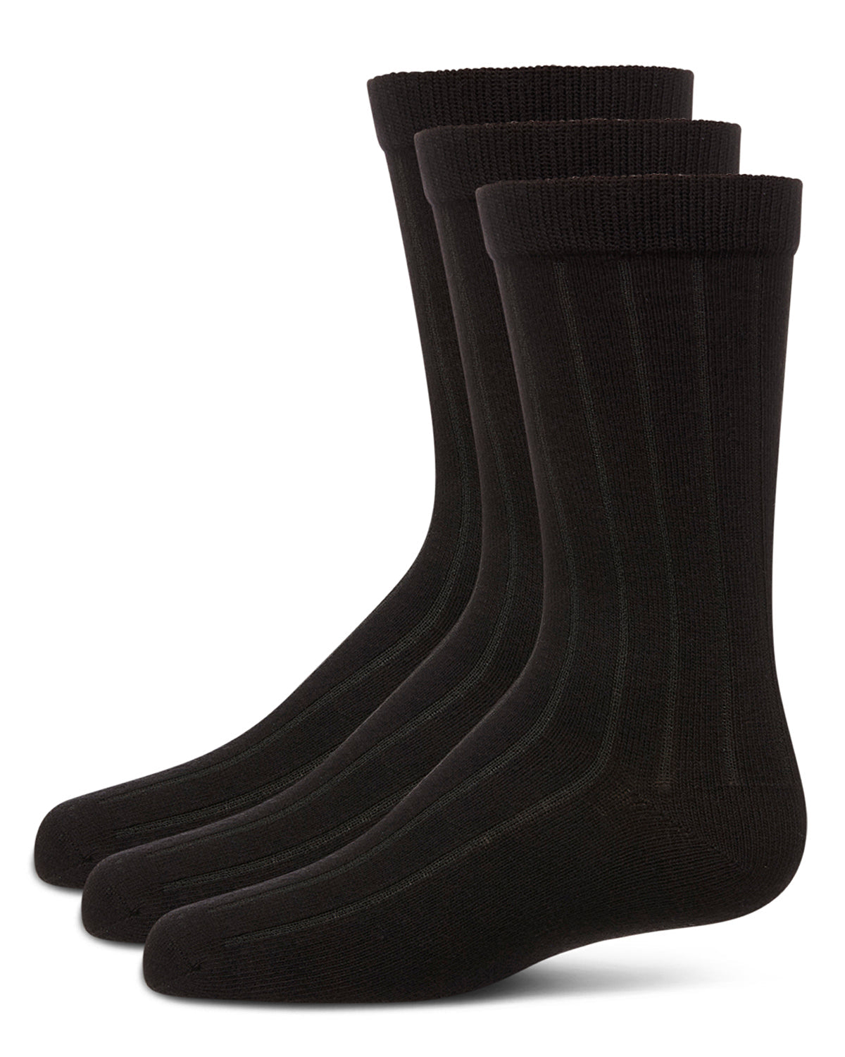 Boy's 3 Pair Pack Basic Cotton Blend Ribbed Crew Socks
