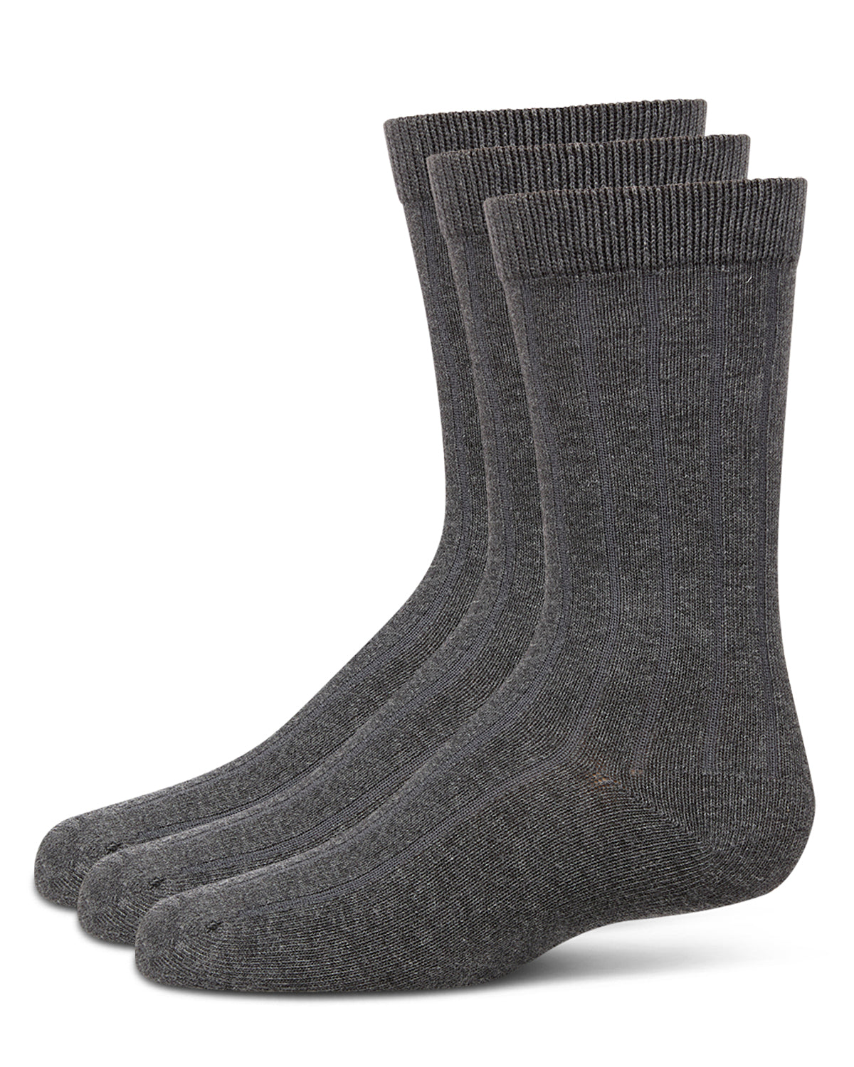 Boy's 3 Pair Pack Basic Cotton Blend Ribbed Crew Socks