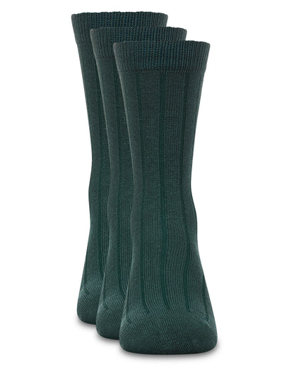 Boy's 3 Pair Pack Basic Cotton Blend Ribbed Crew Socks