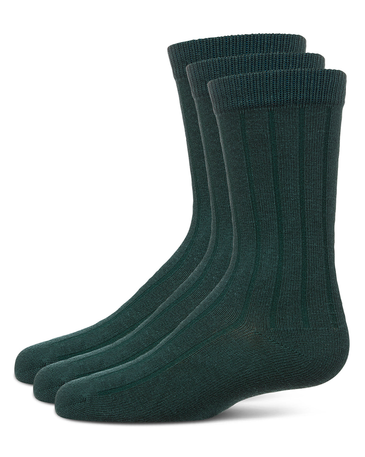 Boy's 3 Pair Pack Basic Cotton Blend Ribbed Crew Socks