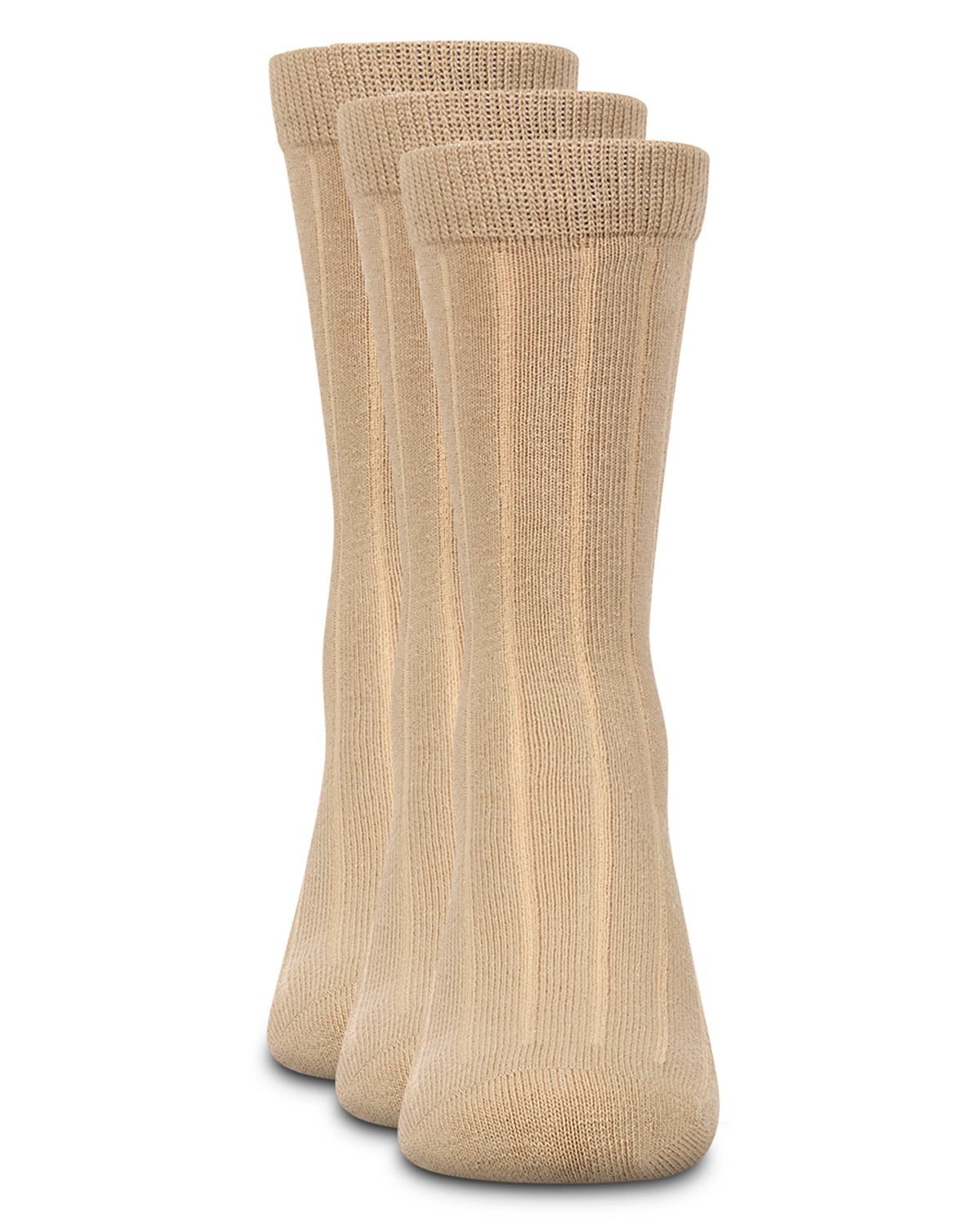 Boy's 3 Pair Pack Basic Cotton Blend Ribbed Crew Socks