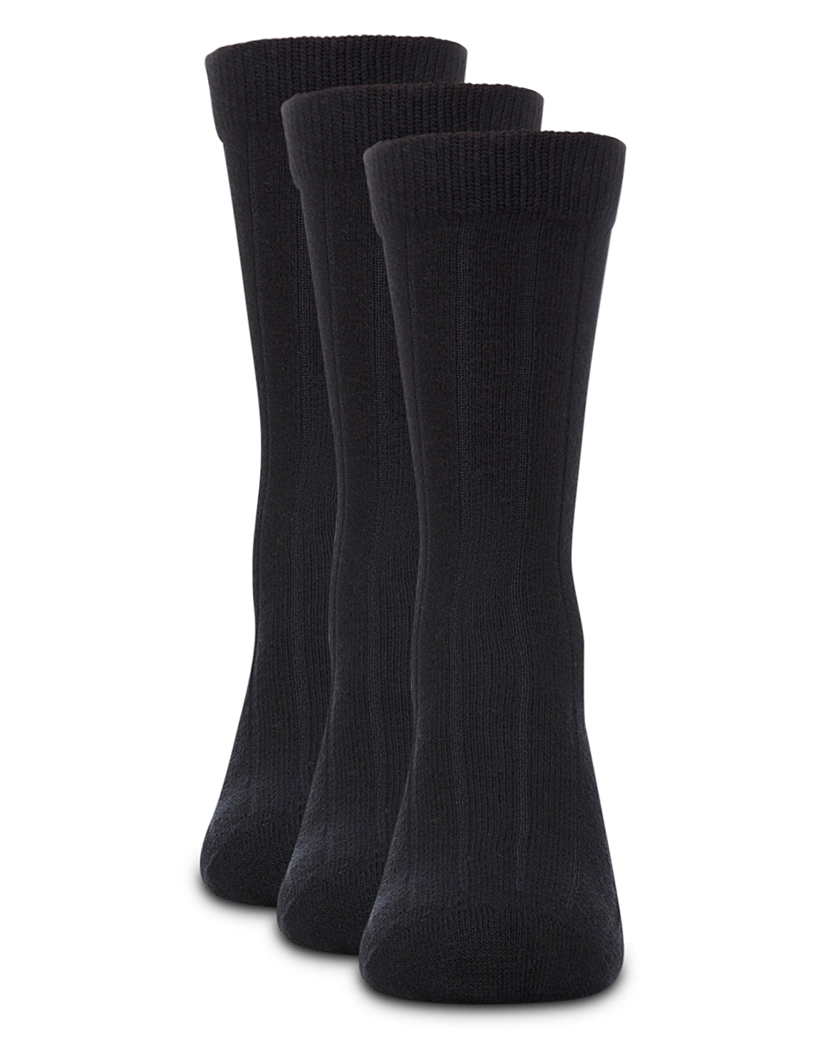 Boy's 3 Pair Pack Basic Cotton Blend Ribbed Crew Socks