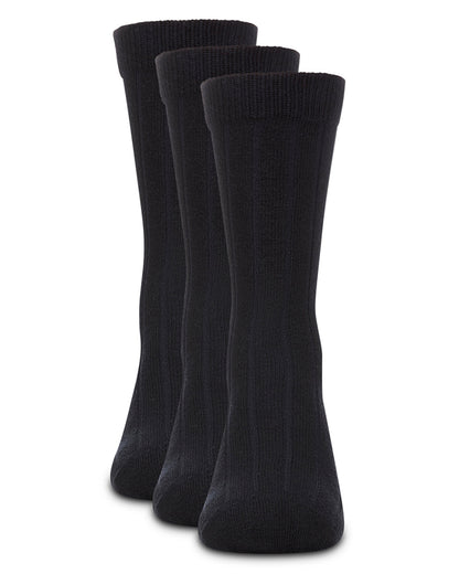 Boy's 3 Pair Pack Basic Cotton Blend Ribbed Crew Socks