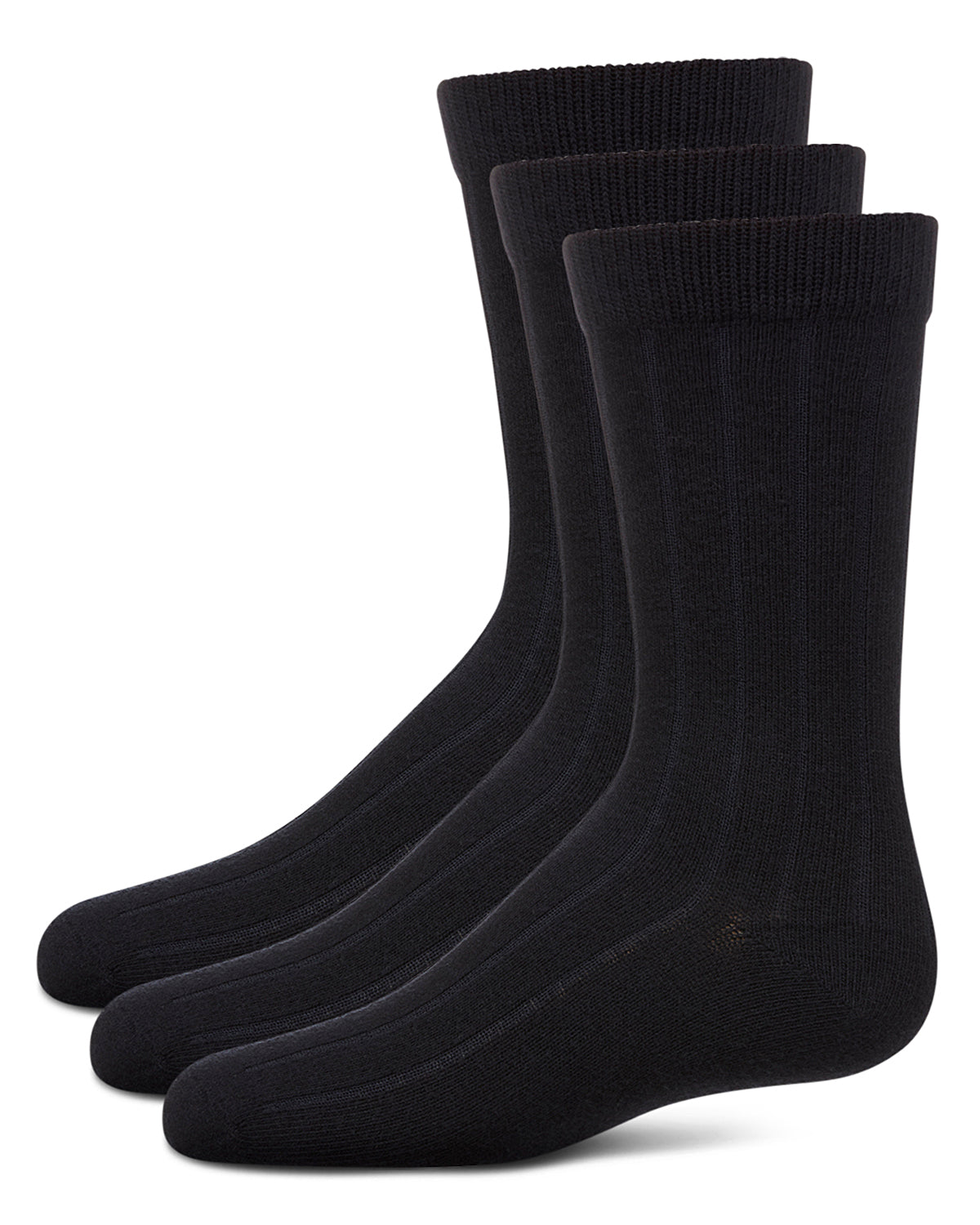 Boy's 3 Pair Pack Basic Cotton Blend Ribbed Crew Socks