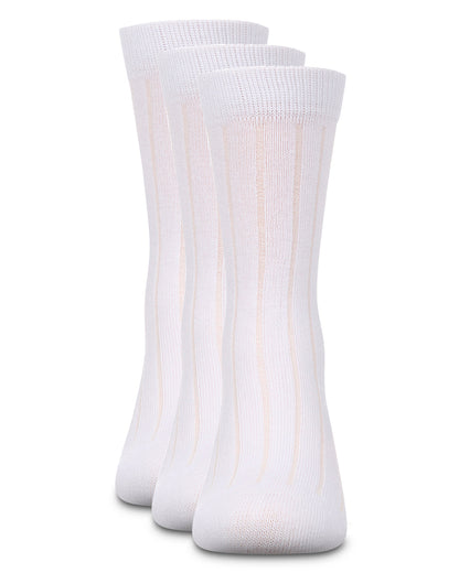 Boy's 3 Pair Pack Basic Cotton Blend Ribbed Crew Socks
