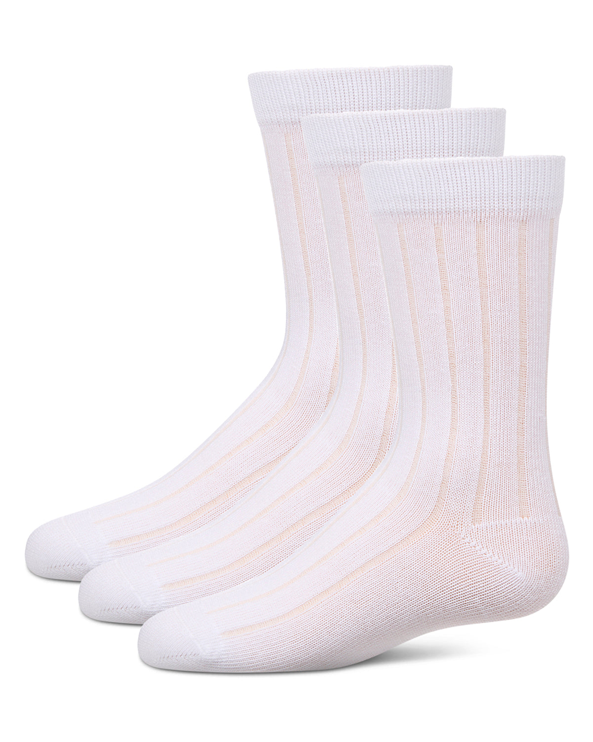 Boy's 3 Pair Pack Basic Cotton Blend Ribbed Crew Socks
