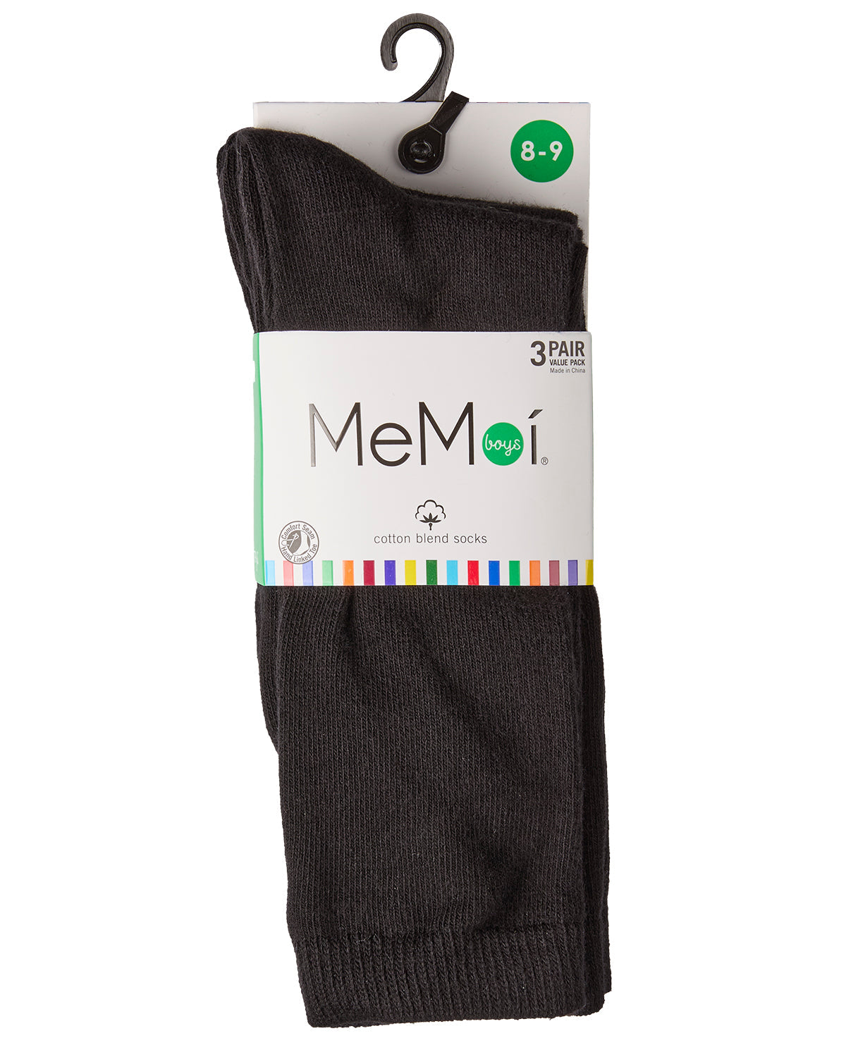 Boys' 3 Pair Pack Flat Crew Socks