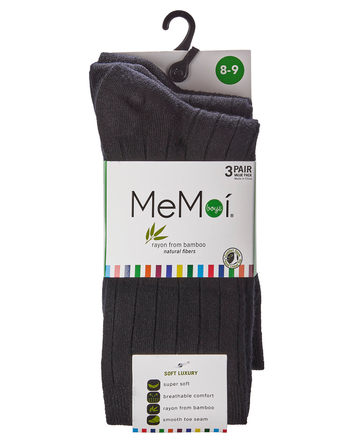 Boys' Ribbed Rayon from Bamboo Blend Crew Socks