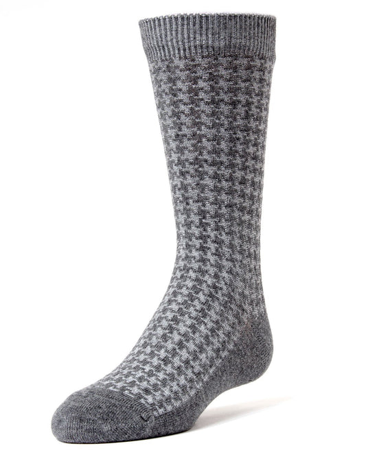Boys' Houndstooth Mercerized Cotton Dress Socks